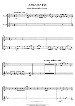 page one of American Pie (Flute Duet)