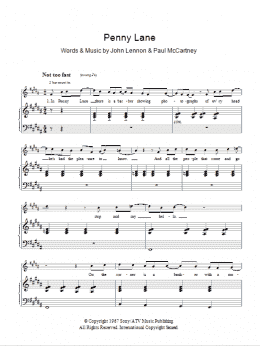 page one of Penny Lane (Piano, Vocal & Guitar Chords)