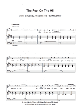 page one of The Fool On The Hill (Piano, Vocal & Guitar Chords)