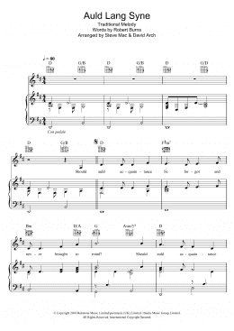 page one of Auld Lang Syne (Piano, Vocal & Guitar Chords)