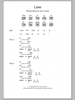 page one of Love (Guitar Chords/Lyrics)