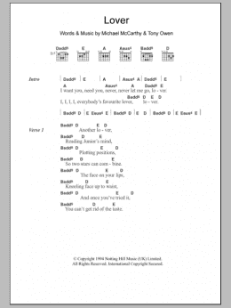 page one of Lover (Guitar Chords/Lyrics)