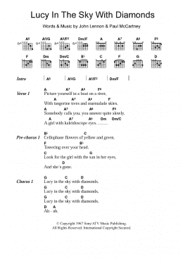 page one of Lucy In The Sky With Diamonds (Guitar Chords/Lyrics)