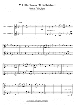 page one of O Little Town Of Bethlehem (Tenor Sax Solo)