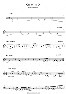 page one of Canon in D (Clarinet Solo)