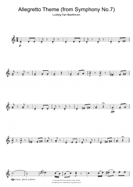 page one of Allegretto Theme (from Symphony No. 7) (Flute Solo)