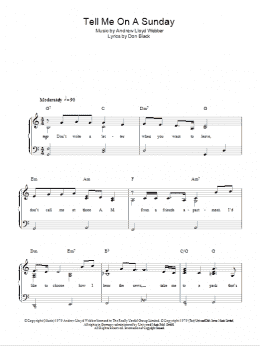 page one of Tell Me On A Sunday (Easy Piano)