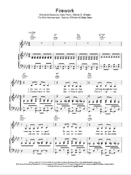 page one of Firework (Piano, Vocal & Guitar Chords)