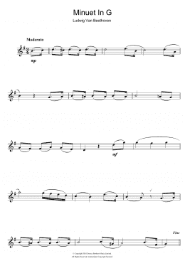 page one of Minuet In G (Alto Sax Solo)