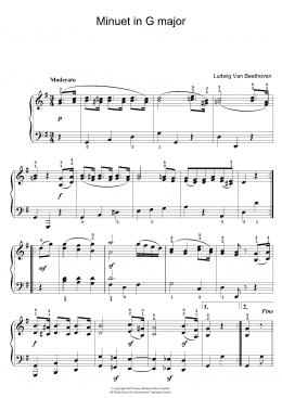 page one of Minuet In G (Easy Piano)