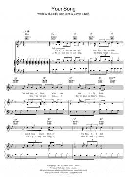 page one of Your Song (Piano, Vocal & Guitar Chords (Right-Hand Melody))