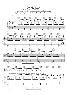 page one of On My Own (from Les Miserables) (Piano & Vocal)