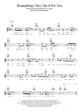 page one of (Everything I Do) I Do It For You (Lead Sheet / Fake Book)