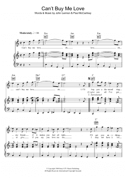 page one of Can't Buy Me Love (Piano, Vocal & Guitar Chords)