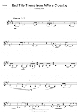 page one of Miller's Crossing (End Titles) (Clarinet Solo)