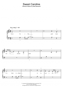 page one of Sweet Caroline (5-Finger Piano)