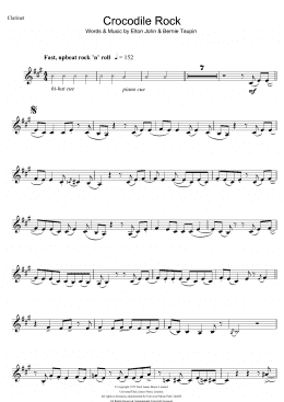 page one of Crocodile Rock (Clarinet Solo)