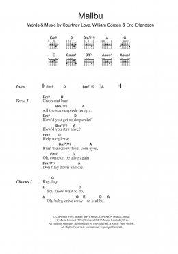 page one of Malibu (Guitar Chords/Lyrics)