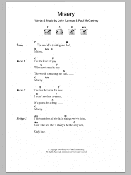 page one of Misery (Guitar Chords/Lyrics)