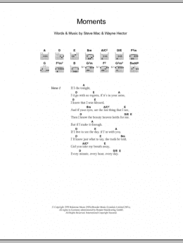 page one of Moments (Guitar Chords/Lyrics)