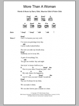 page one of More Than A Woman (Guitar Chords/Lyrics)