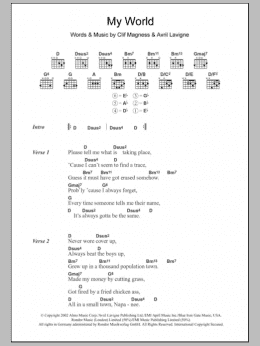 page one of My World (Guitar Chords/Lyrics)