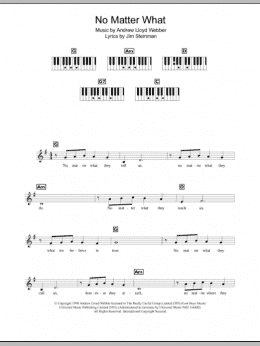 page one of No Matter What (Piano Chords/Lyrics)