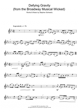 page one of Defying Gravity (from Wicked) (Trumpet Solo)