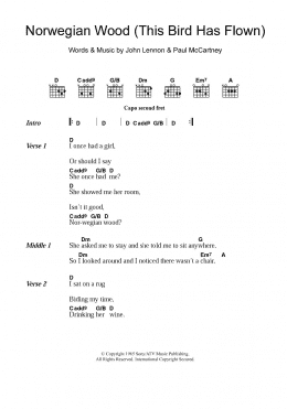 page one of Norwegian Wood (This Bird Has Flown) (Guitar Chords/Lyrics)