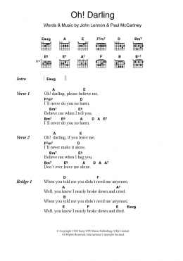 page one of Oh! Darling (Guitar Chords/Lyrics)