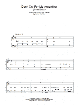 page one of Don't Cry For Me Argentina (Easy Piano)