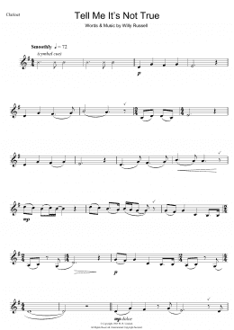 page one of Tell Me It's Not True (from Blood Brothers) (Clarinet Solo)