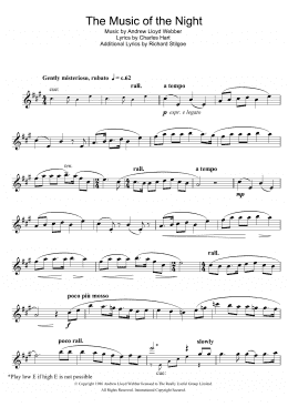 page one of The Music Of The Night (from The Phantom Of The Opera) (Alto Sax Solo)