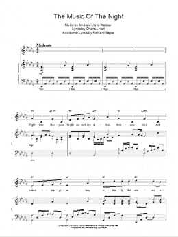 page one of The Music Of The Night (from The Phantom Of The Opera) (Easy Piano)