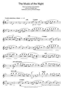 page one of The Music Of The Night (from The Phantom Of The Opera) (Flute Solo)