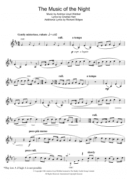 page one of The Music Of The Night (from The Phantom Of The Opera) (Trumpet Solo)