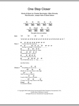 page one of One Step Closer (Guitar Chords/Lyrics)