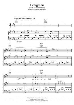 page one of Evergreen (Love Theme from A Star Is Born) (Piano, Vocal & Guitar Chords)