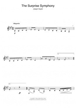 page one of The Surprise Symphony (Clarinet Solo)