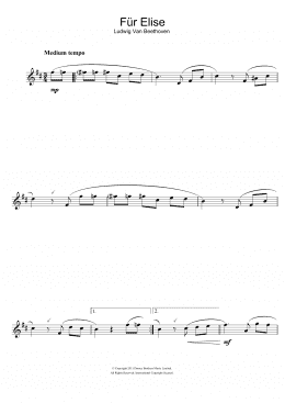 page one of Fur Elise (Alto Sax Solo)