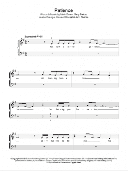 page one of Patience (Easy Piano)