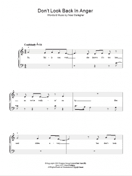 page one of Don't Look Back In Anger (Easy Piano)