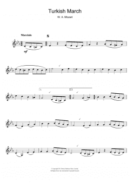 page one of Turkish March (Clarinet Solo)