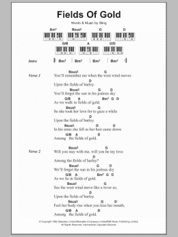 page one of Fields Of Gold (Piano Chords/Lyrics)