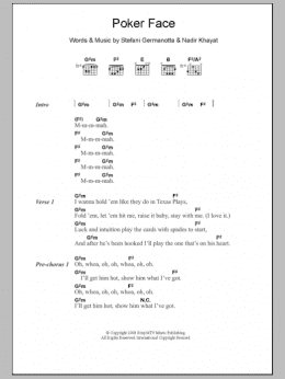 page one of Poker Face (Guitar Chords/Lyrics)