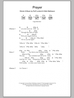 page one of Prayer (Guitar Chords/Lyrics)