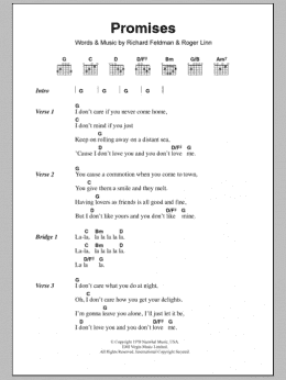 page one of Promises (Guitar Chords/Lyrics)