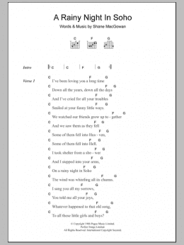 page one of A Rainy Night In Soho (Guitar Chords/Lyrics)