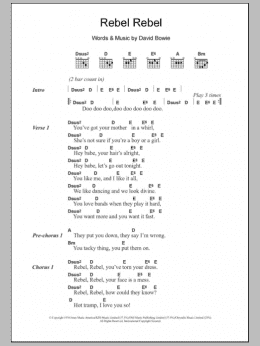 page one of Rebel Rebel (Guitar Chords/Lyrics)