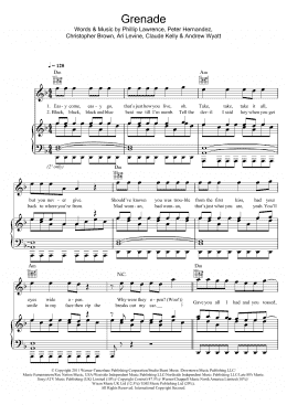 page one of Grenade (Piano, Vocal & Guitar Chords (Right-Hand Melody))